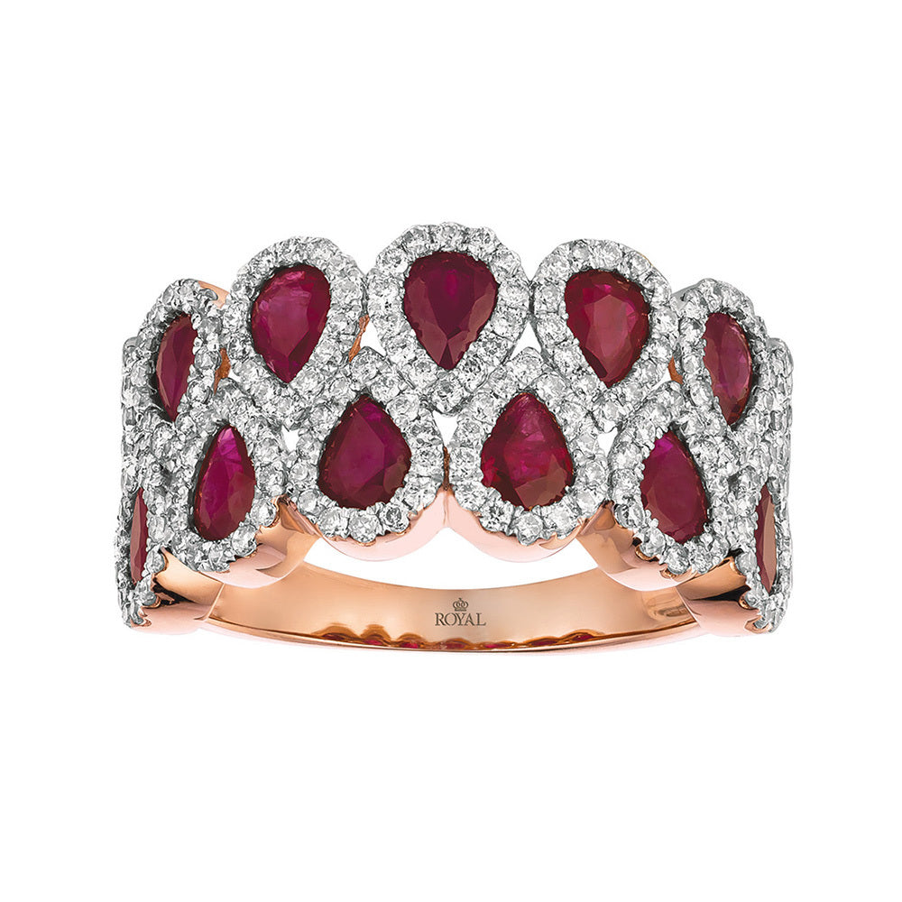 14k Rose Gold Ruby and Diamond Ring