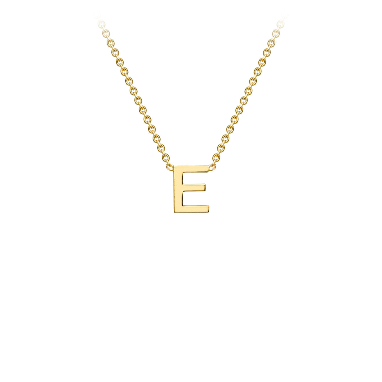 9K Yellow Gold 'E' Initial Adjustable Necklace 38cm-43cm