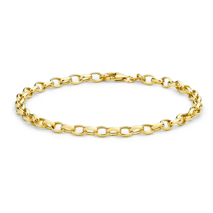 9ct Yellow Gold Oval Belcher Bracelet 19cm