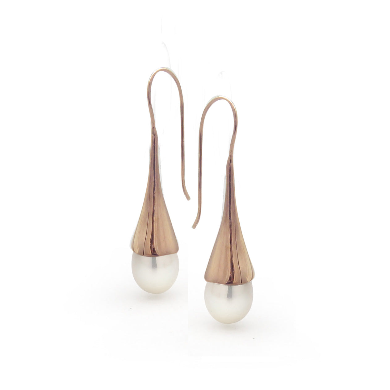 Rose Gold Plated Pearl Earrings 3cm Drop