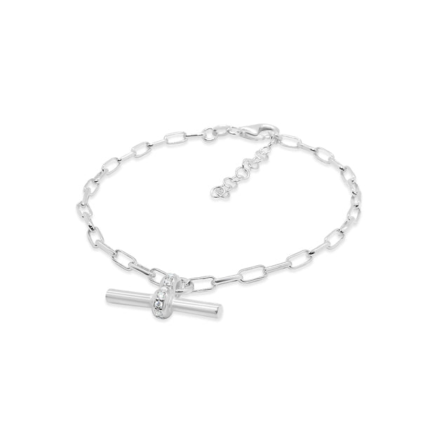 .925 Sterling Silver Fob Bracelet with CZ