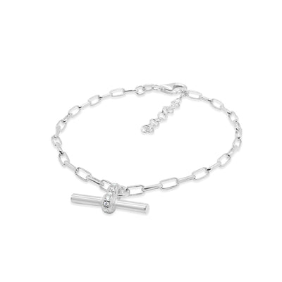 
.925 Sterling Silver Fob Bracelet with Cubic Zirconia – Classic Women’s Chain Bracelet by Alexander Jewellers
