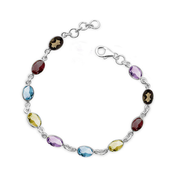 .925 Sterling Silver Multi Stone Bracelet