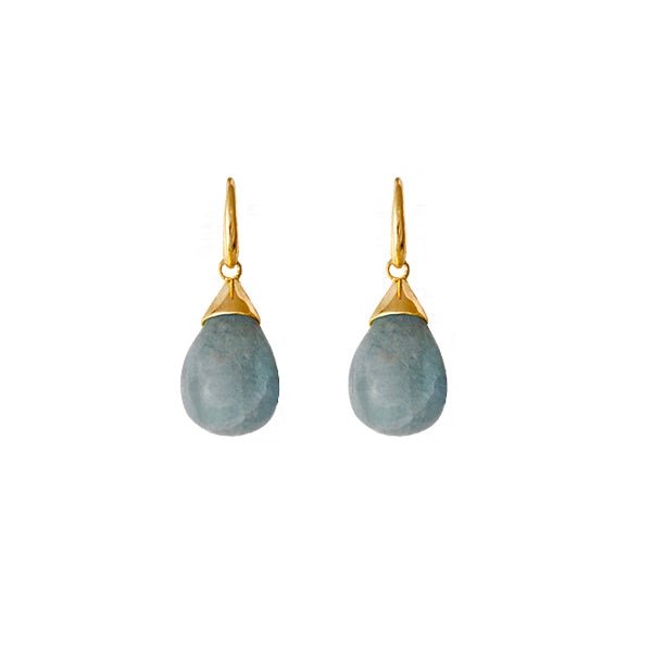 GOLD PLATED STERLING SILVER DROP EARRING WITH MILKY AQUAMARINE