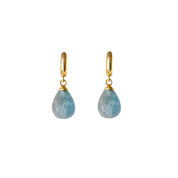 GOLD PLATED STERLING SILVER DROP EARRING WITH MILKY AQUAMARINE