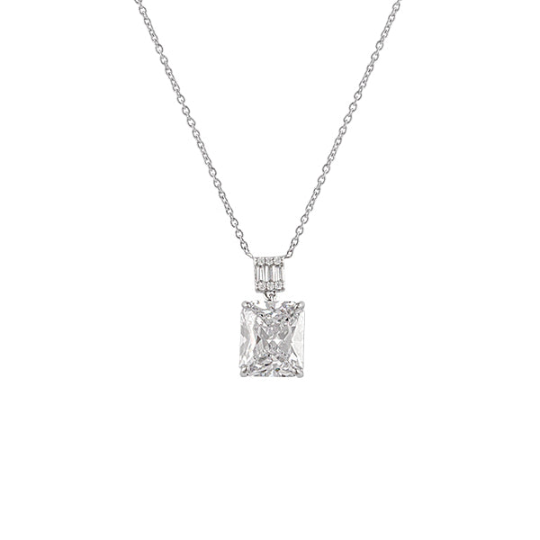 RHODIUM PLATEED STERLING SILVER NECKLACE WITH CUBIC ZIRCONIA STONE