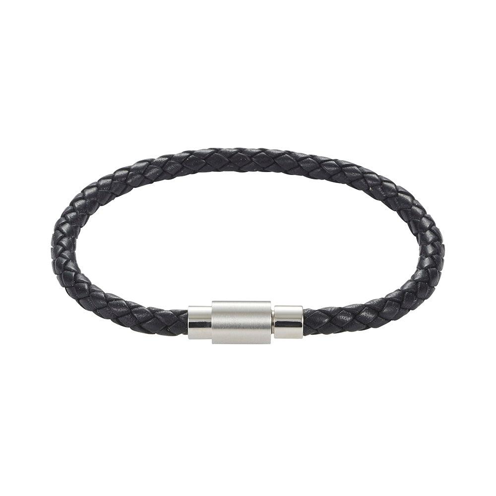 Black Leather /Stainless Steel Bracelet