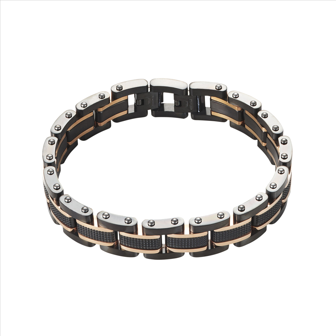 Stainless Steel/IP Black/IP Rose Gold Bracelet