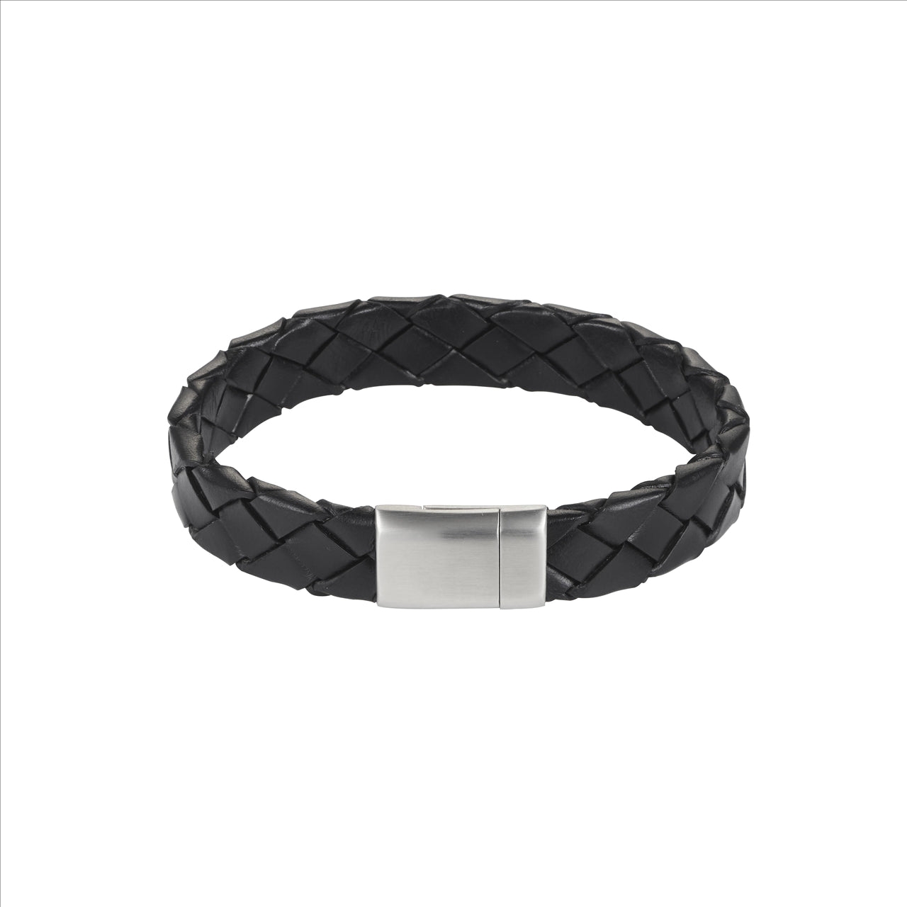 Nero Italian Leather Stainless Steel Bracelet