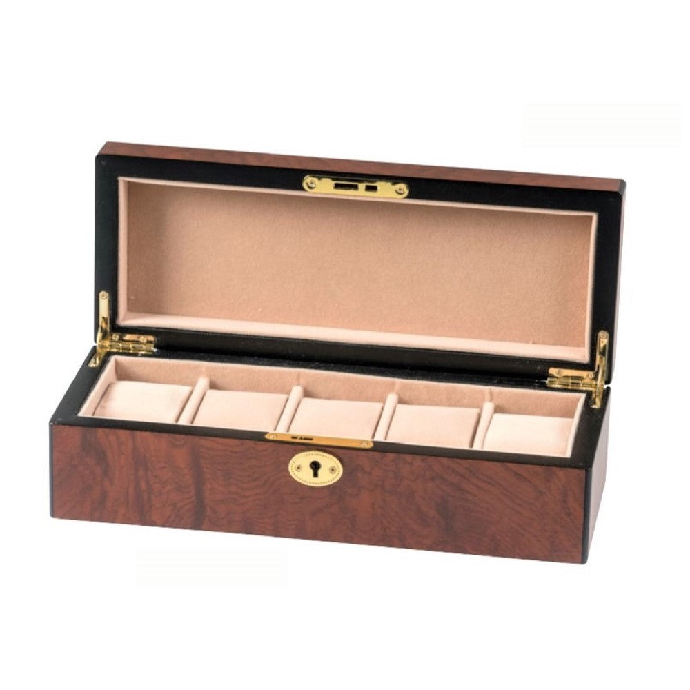 5 WATCH PRESENTATION BOX WITH LOCK 28.2X11X 8CM MDF