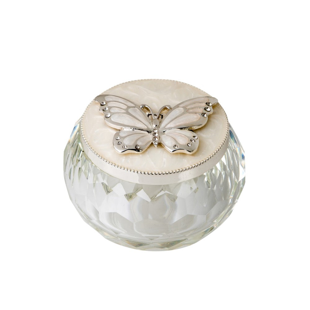 GLASS & EPOXY JEWELLERY BOX WITH 1 BUTTERFLY 7.5X7.5X5 CM