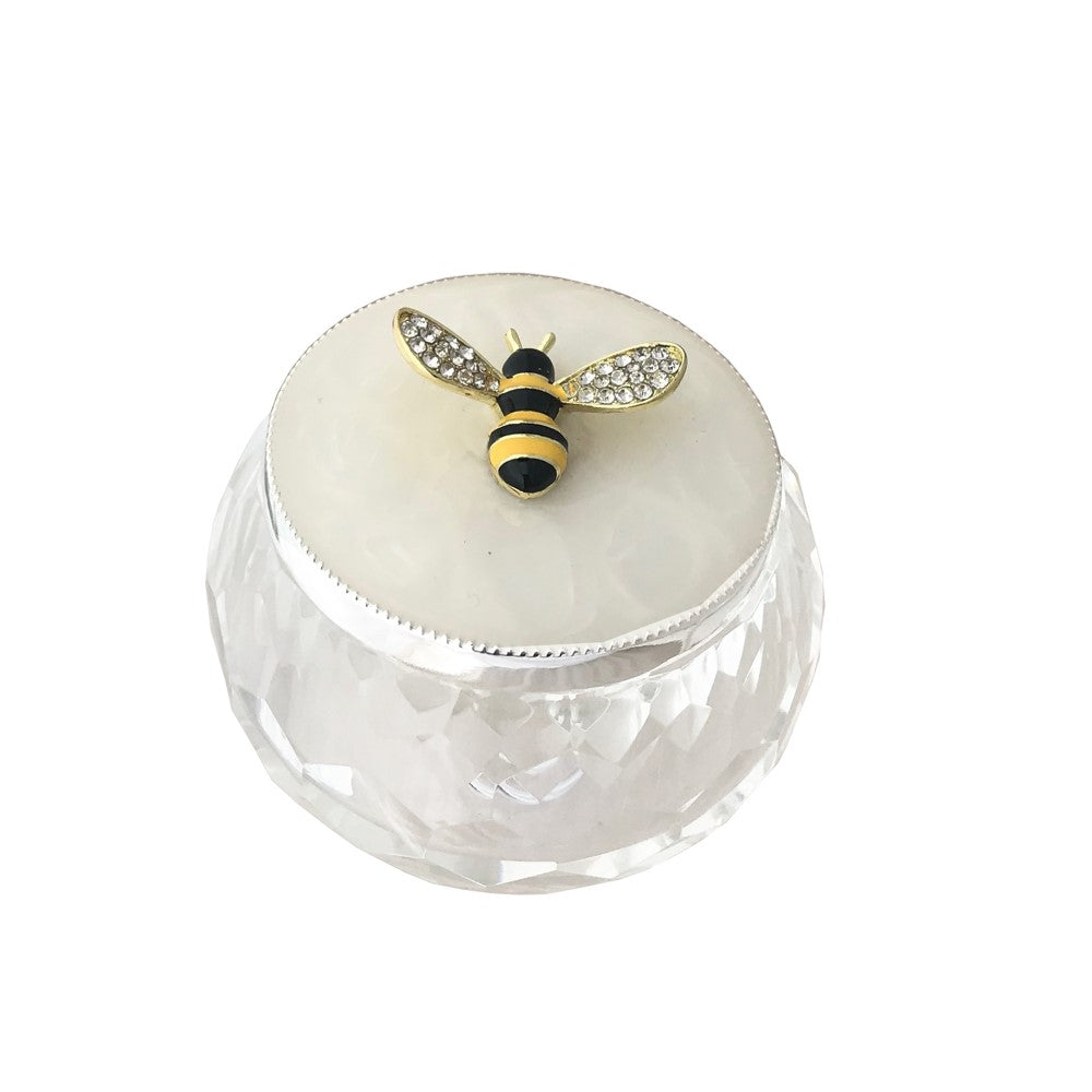 GLASS & EPOXY JEWELLERY BOX WITH BEE 7X7X6CM