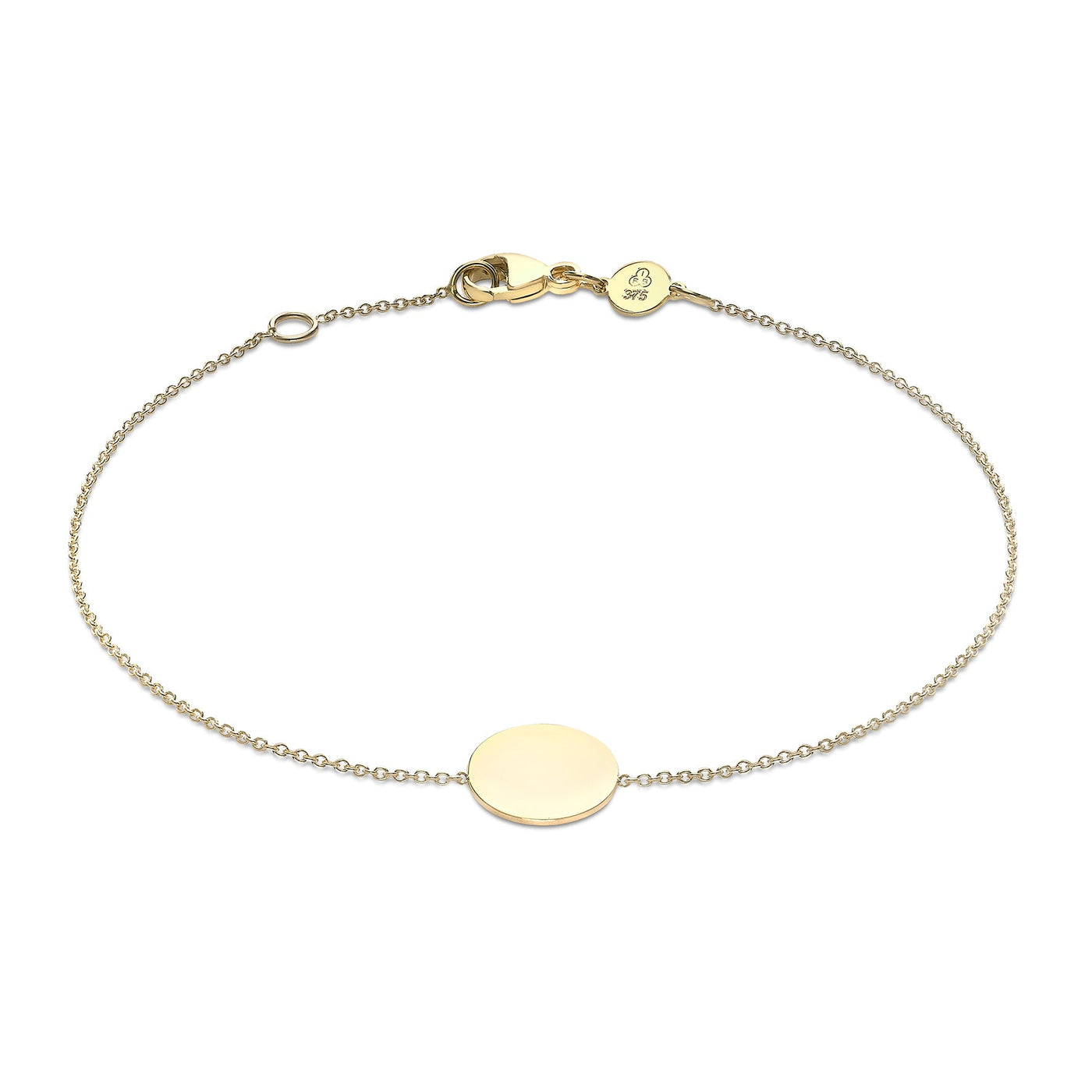 9ct Yellow Gold 10mm Disc Adjustable Bracelet 18cm-19cm