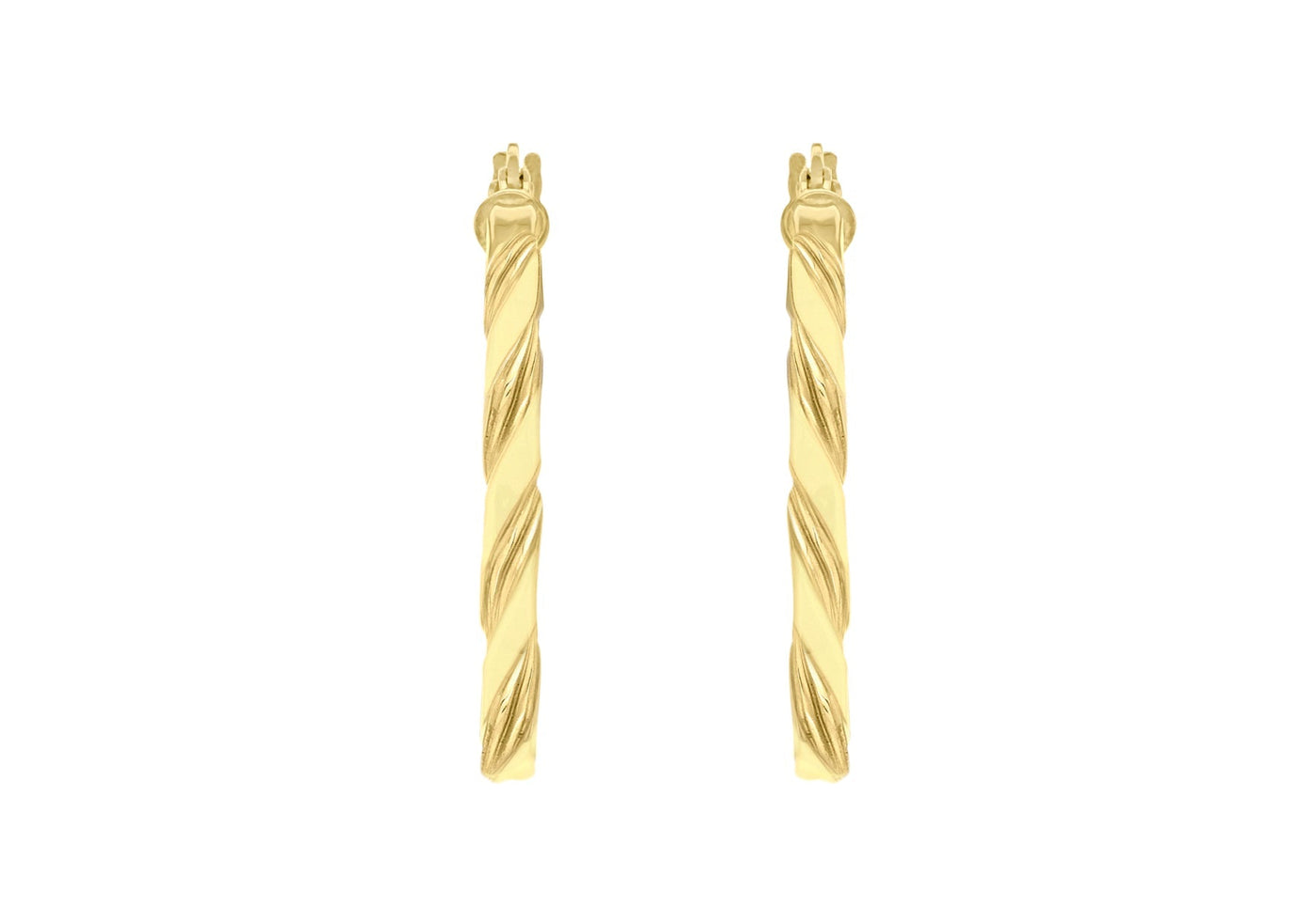 9ct Yellow Gold Flat Twist Hoops 20 mm