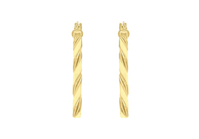 9ct Yellow Gold Flat Twist Hoops 20 mm