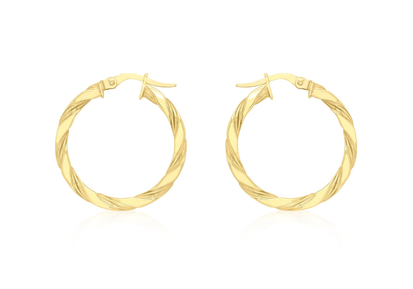 9ct Yellow Gold Flat Twist Hoops 20 mm
