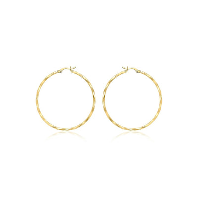 9ct Yellow Gold Diamond Cut Hoop Earrings 42mm