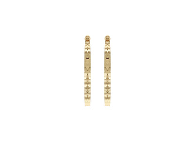 9K Yellow Gold Hollow Diamond-Cut Med Oval Hoop Earrings
