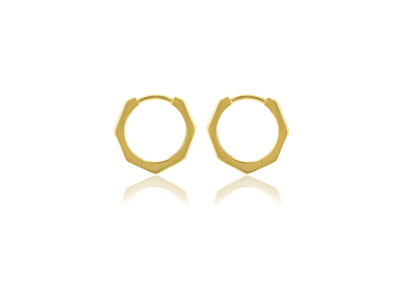 9ct Yellow Gold Hexagon Huggies