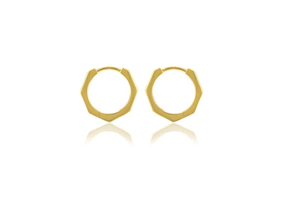 9ct Yellow Gold Hexagon Huggies