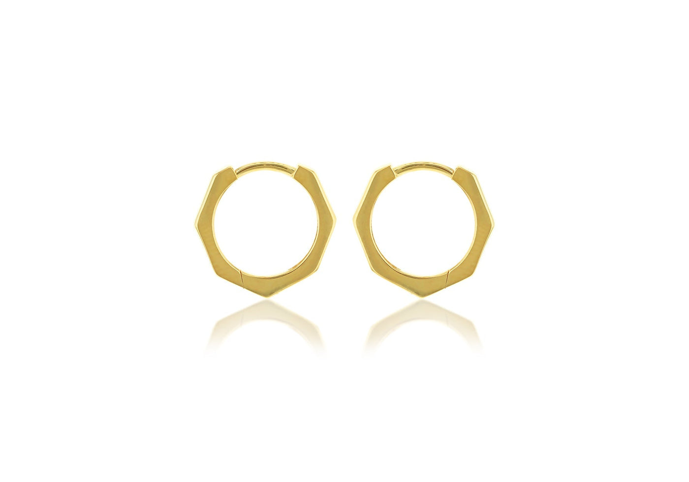 9ct Yellow Gold Hexagon Huggies