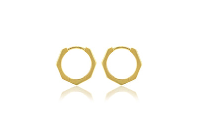 9ct Yellow Gold Hexagon Huggies