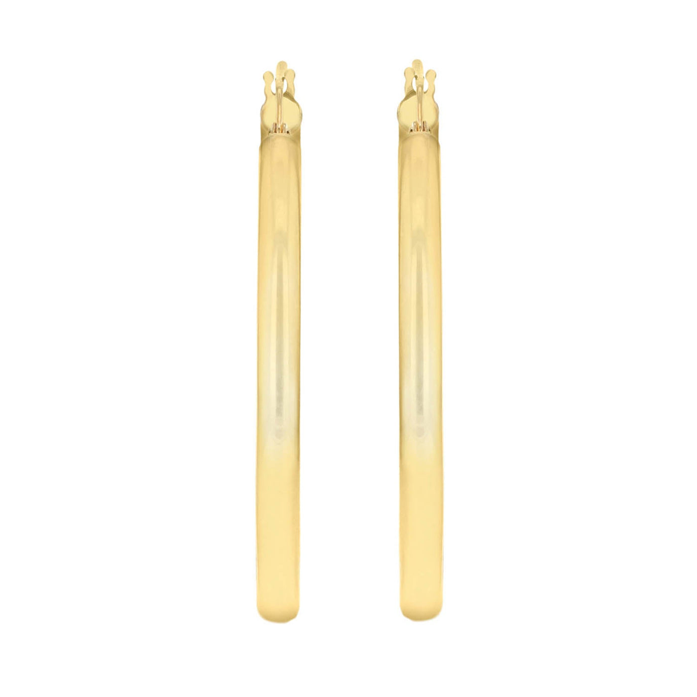 9K Yellow Gold 3mm Round Hoop Earrings 35mm