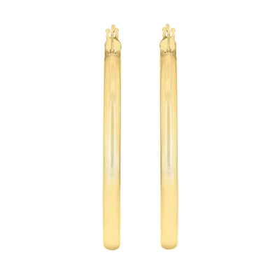 9ct Yellow Gold 3mm Round Hoop Earrings 35mm