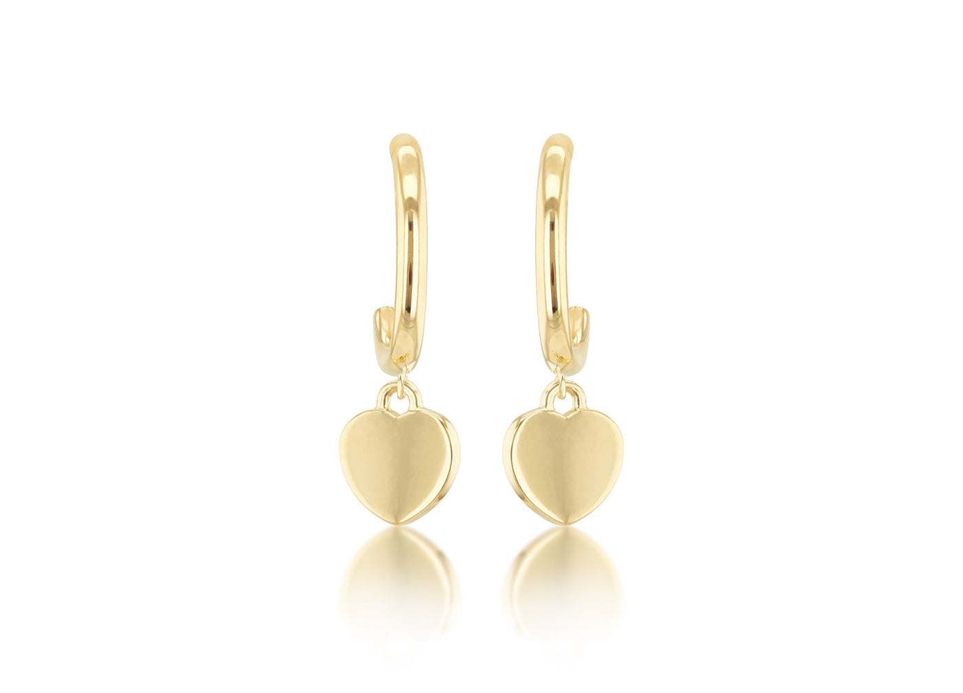9K Yellow Gold Heart Drop Earring