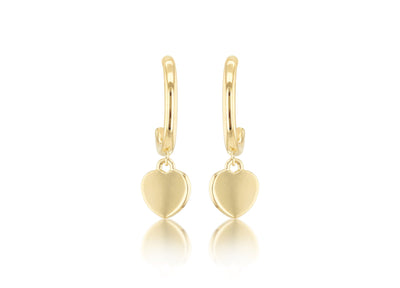 9K Yellow Gold Heart Drop Earring