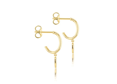 9K Yellow Gold Heart Drop Earring