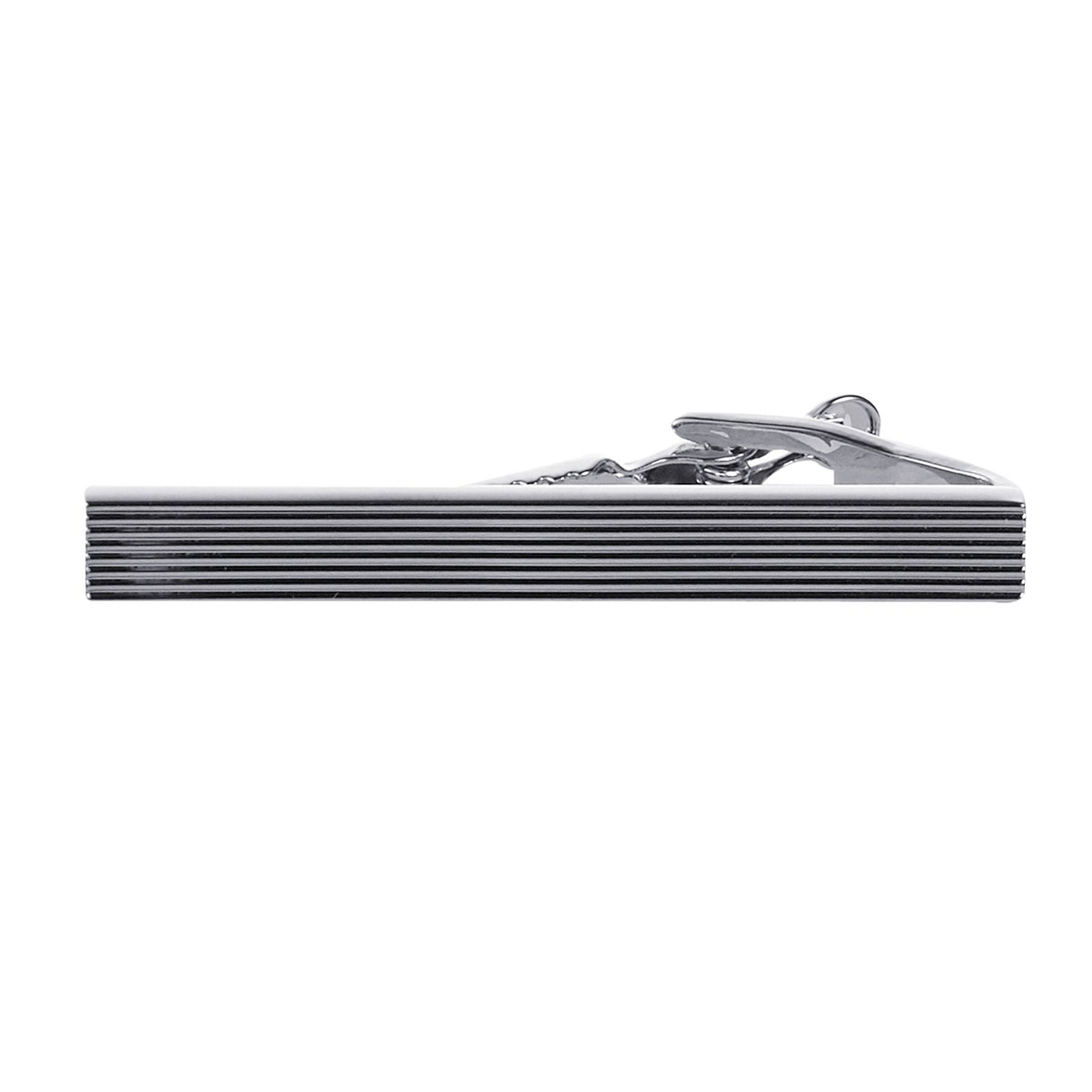Rhodium Ribbed Thin Tie Bar