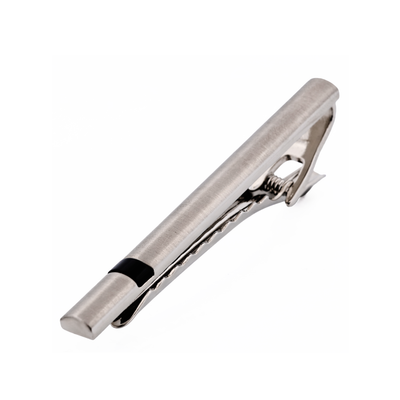 Brush Rhodium Black Tie Bar
