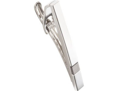 Polished Rhodium & Gun Metal Plated Tie Clip
