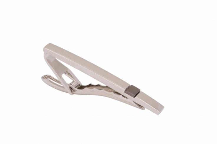 Polished Rhodium & Gun Metal Plated Tie Clip
