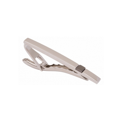 Polished Rhodium & Gun Metal Plated Tie Clip