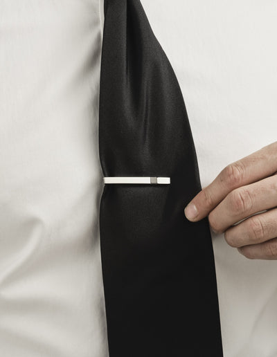 Polished Rhodium & Gun Metal Plated Tie Clip