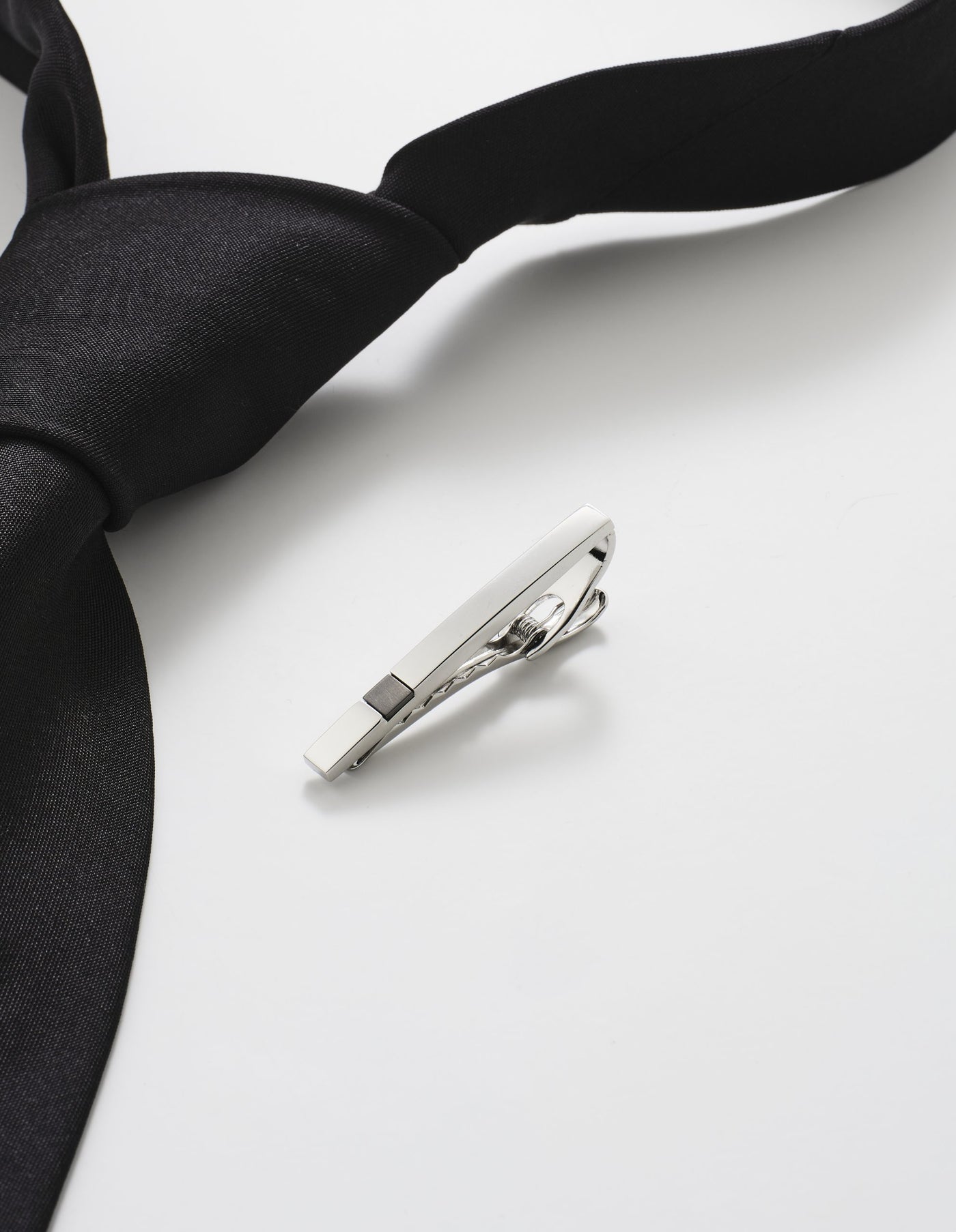 Polished Rhodium & Gun Metal Plated Tie Clip
