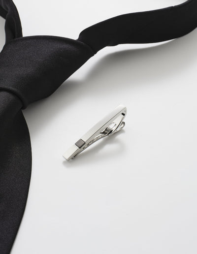 Polished Rhodium & Gun Metal Plated Tie Clip