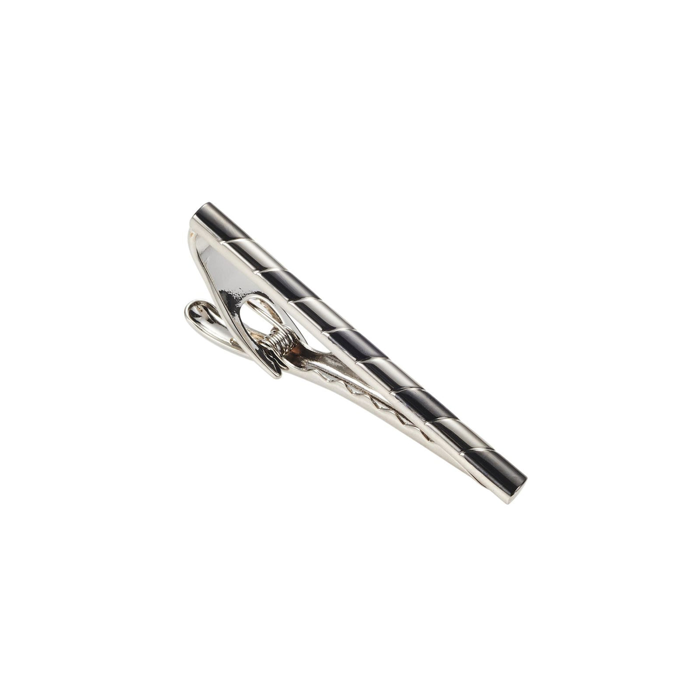 Rhodium Gun Metal Stripe Tie Bar