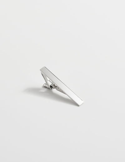 Polished Rhodium Tie Clip