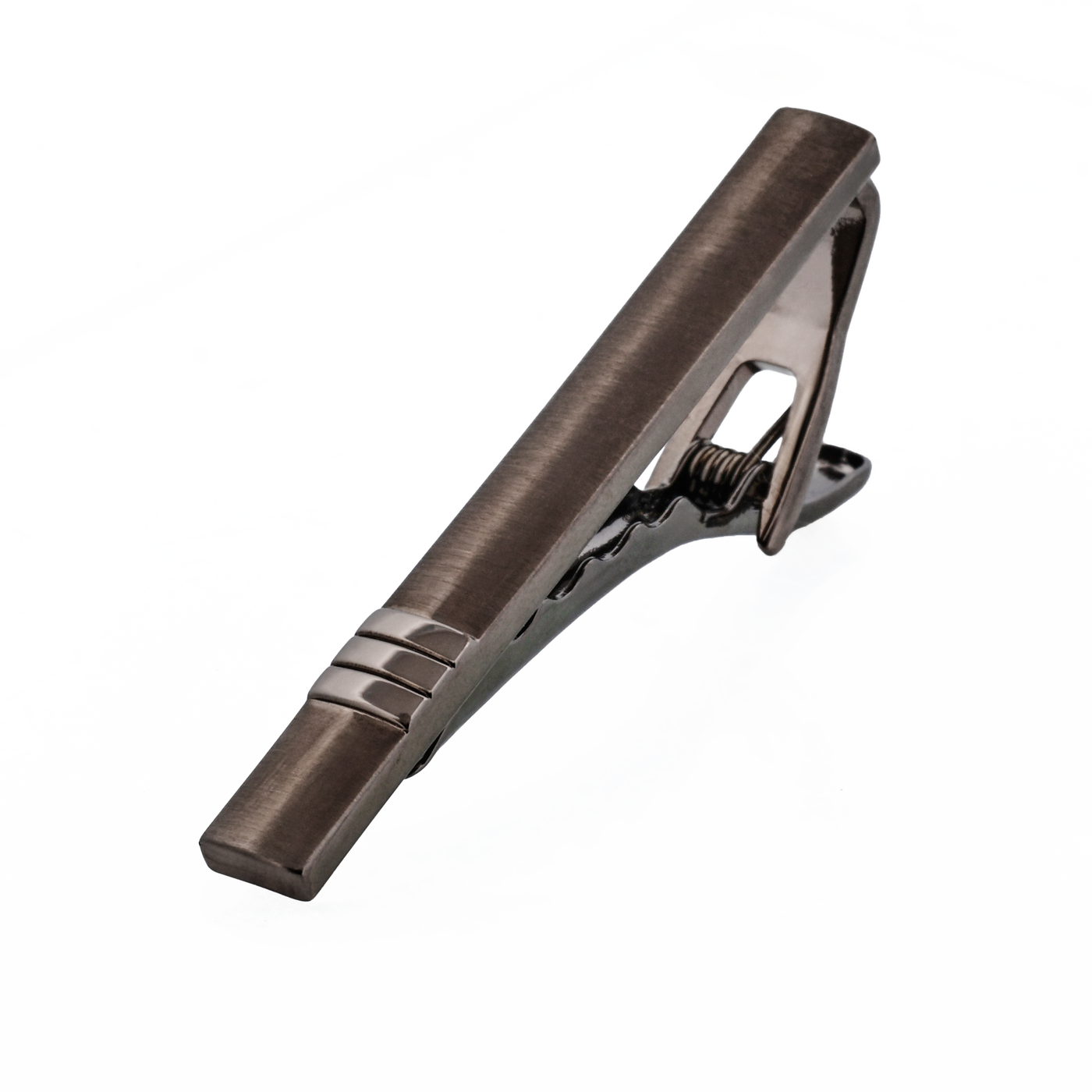 Brushed Gun Metal with three strips Tie Clip 51mm