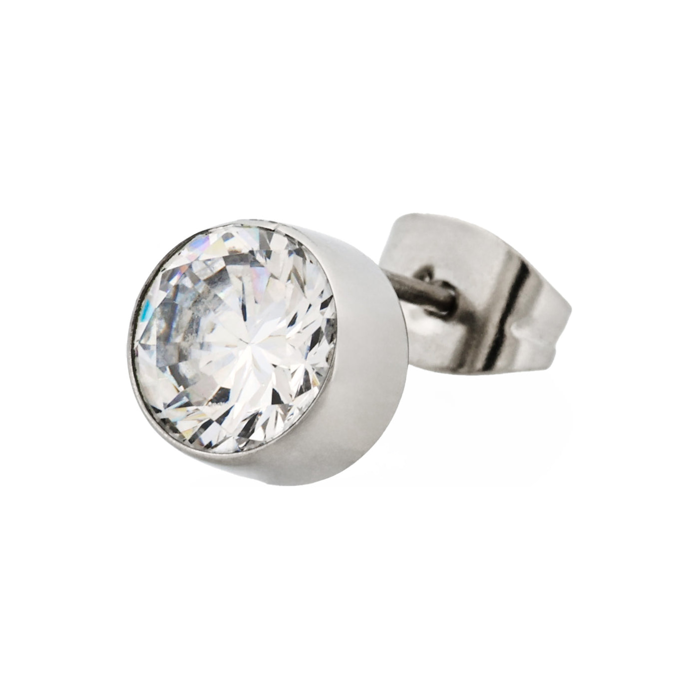 Cudworth Men’s Stainless Steel Crystal Earring
