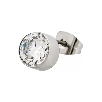 Cudworth Men’s Stainless Steel Crystal Earring