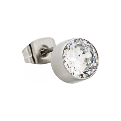 Cudworth Men’s Stainless Steel Crystal Earring