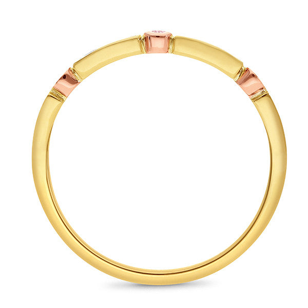 18ct Multi-Coloured Gold Pink and White Diamond Ring – side profile