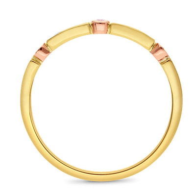 18ct Multi-Coloured Gold Pink and White Diamond Ring – side profile