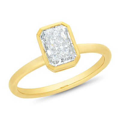 18ct Yellow Gold Emerald-Cut Lab-Grown Diamond Solitaire Ring 2.00ct TDW 