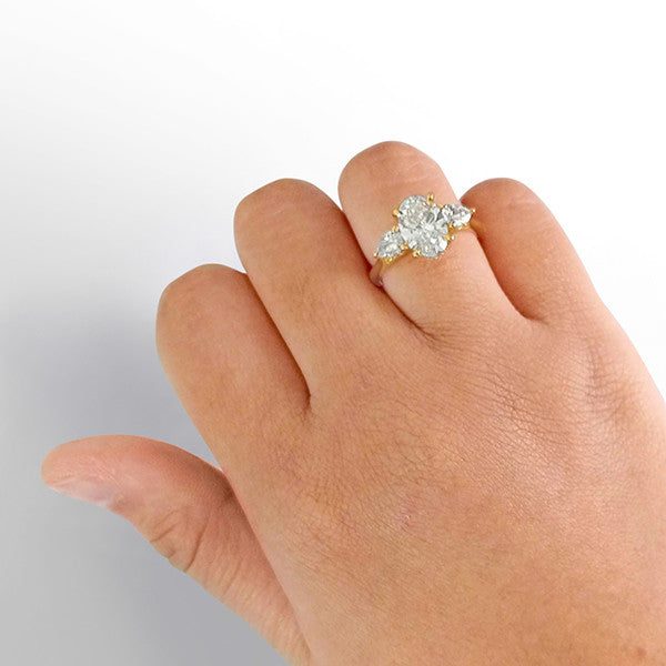 18ct Yellow Gold Lab-Grown Diamond Engagement Ring on hand