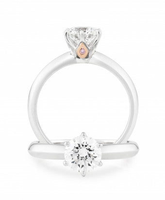 18ct multi-coloured gold ring with white and light pink diamonds